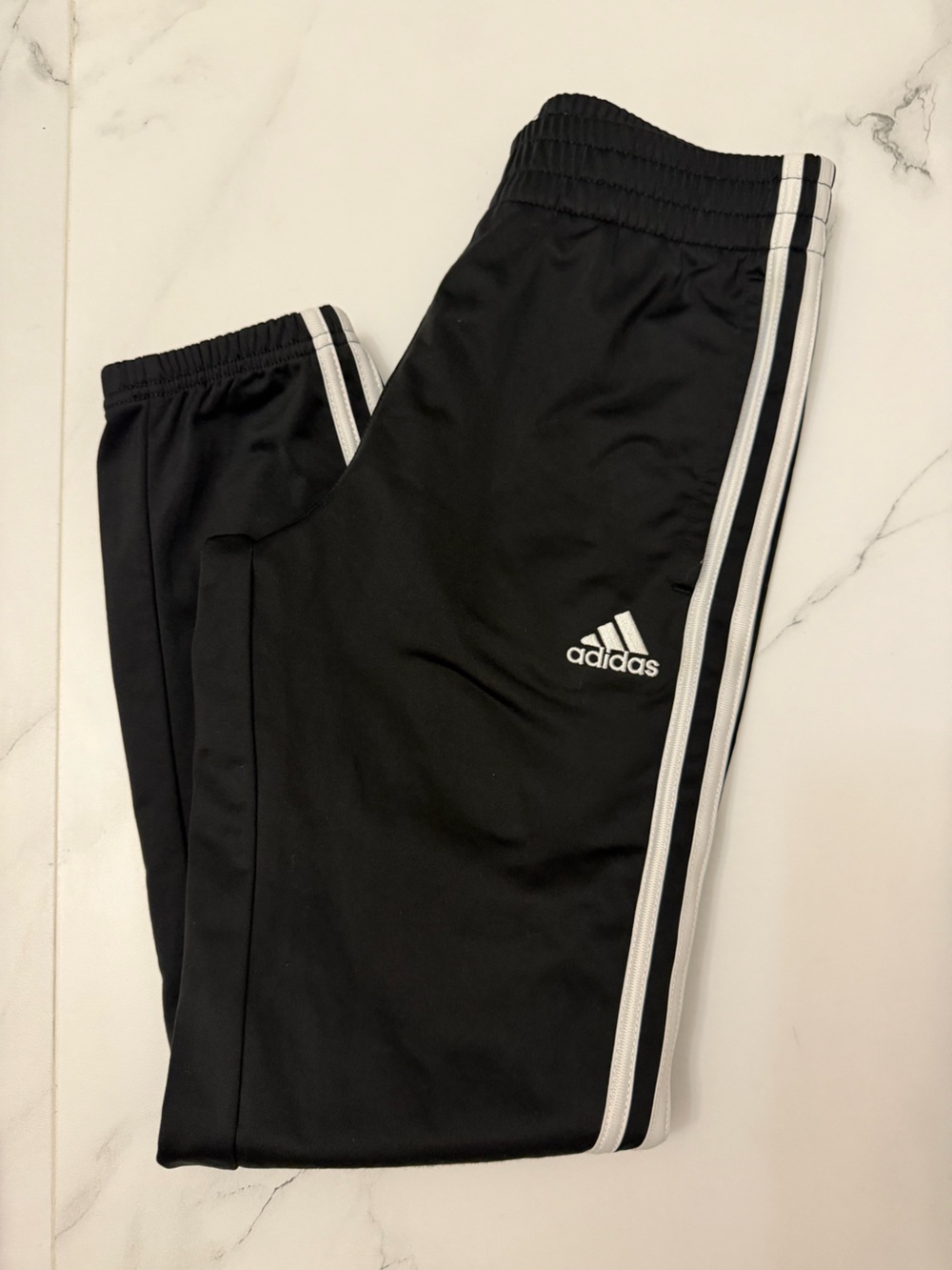 adidas Black Joggers with White Side Stripes - Kids